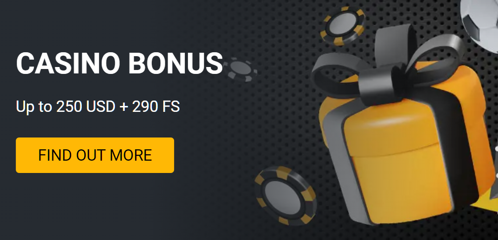 Casino bonus: Up to 250 USD + 290 FS